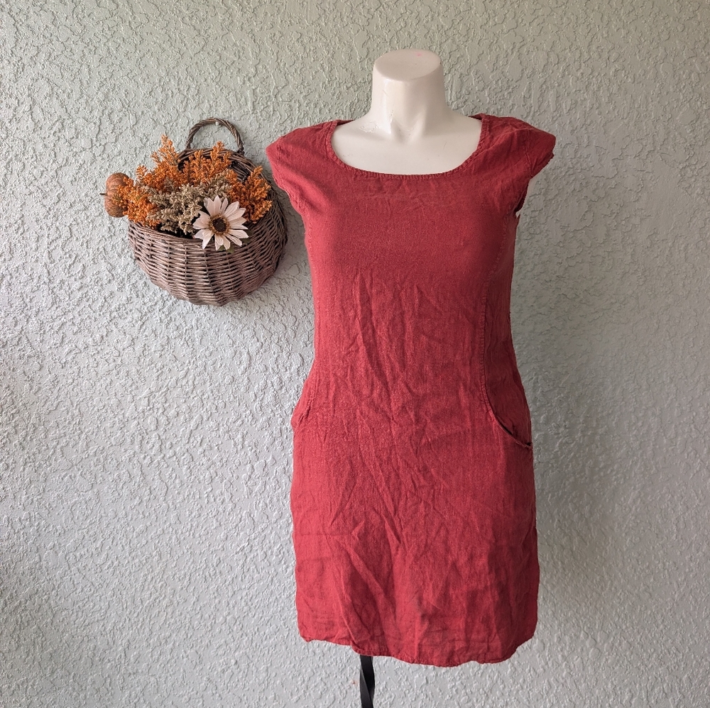 Lungo L'Arno Chic Red Cap Sleeve Mini Dress Size Sm